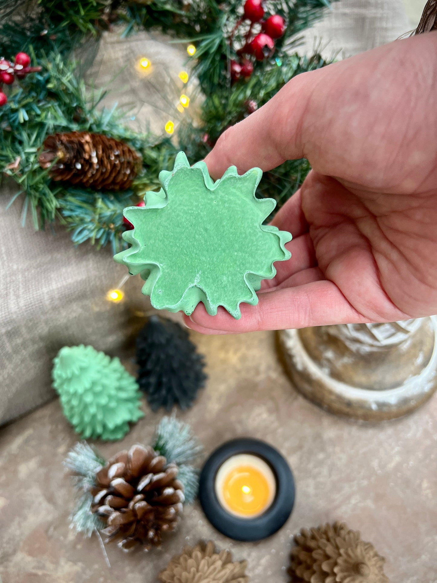 Set of Two Small Concrete Christmas Trees