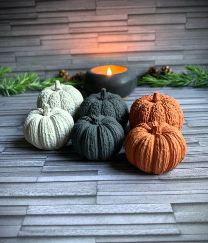Set of Two Mini Concrete Pumpkins