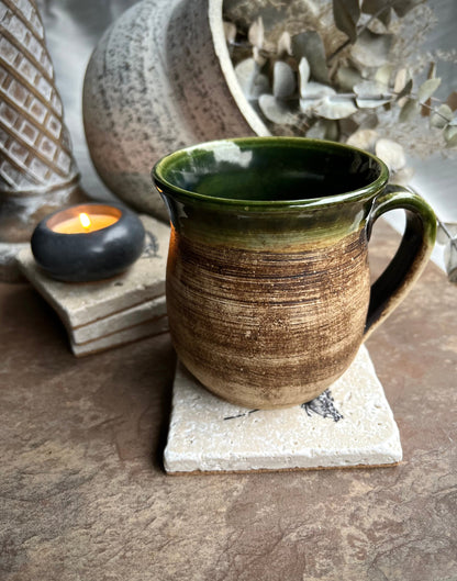 Square Hand Stamped Ink Travertine Coasters