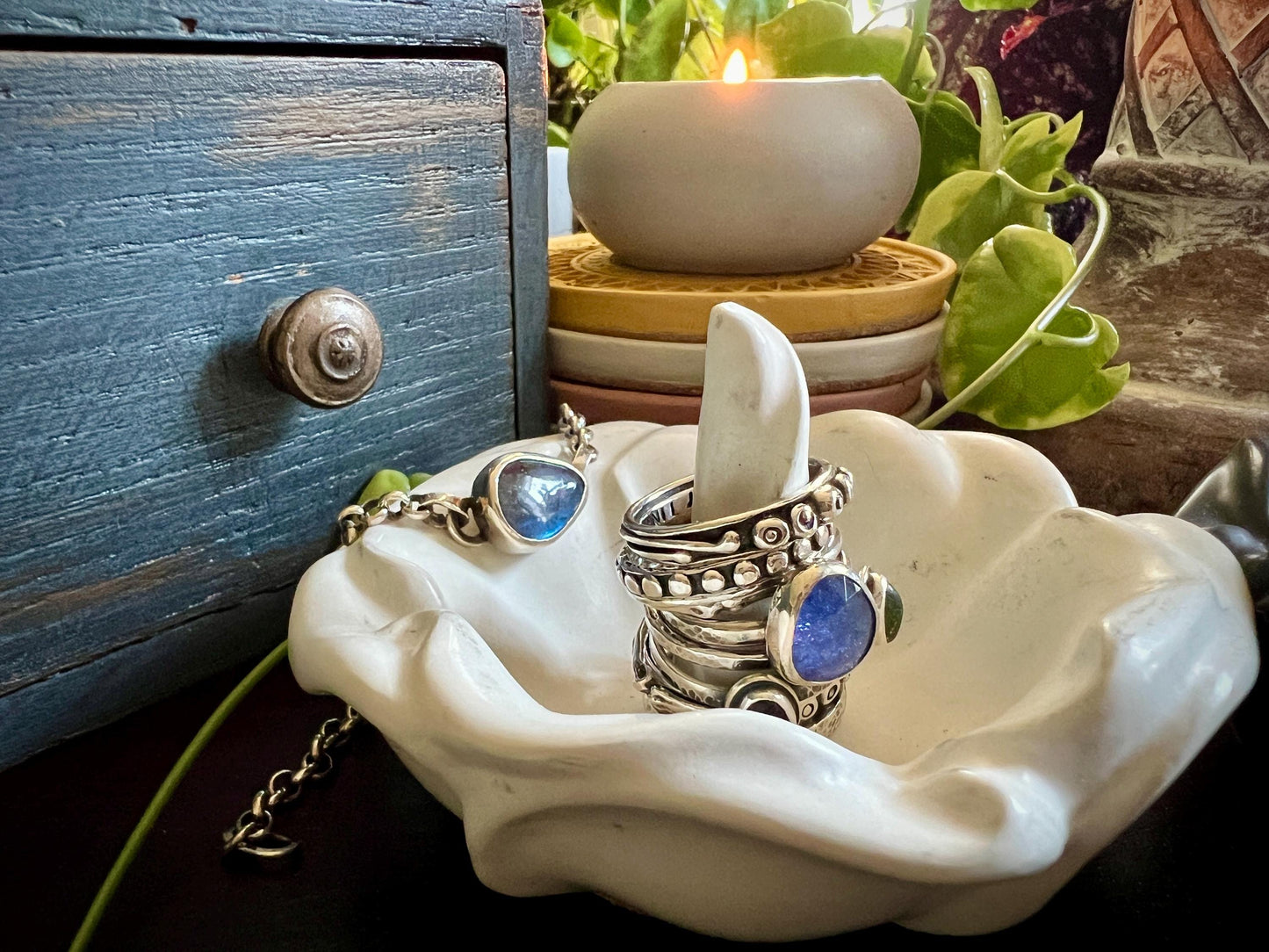 Concrete Flower Ring Dish