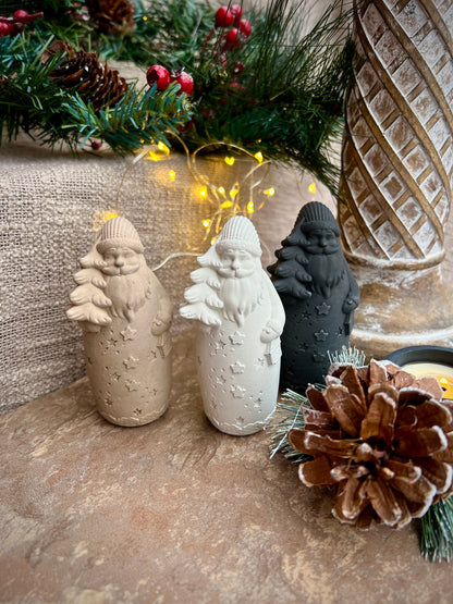 Set of Two Small Concrete Santa Claus Figurines