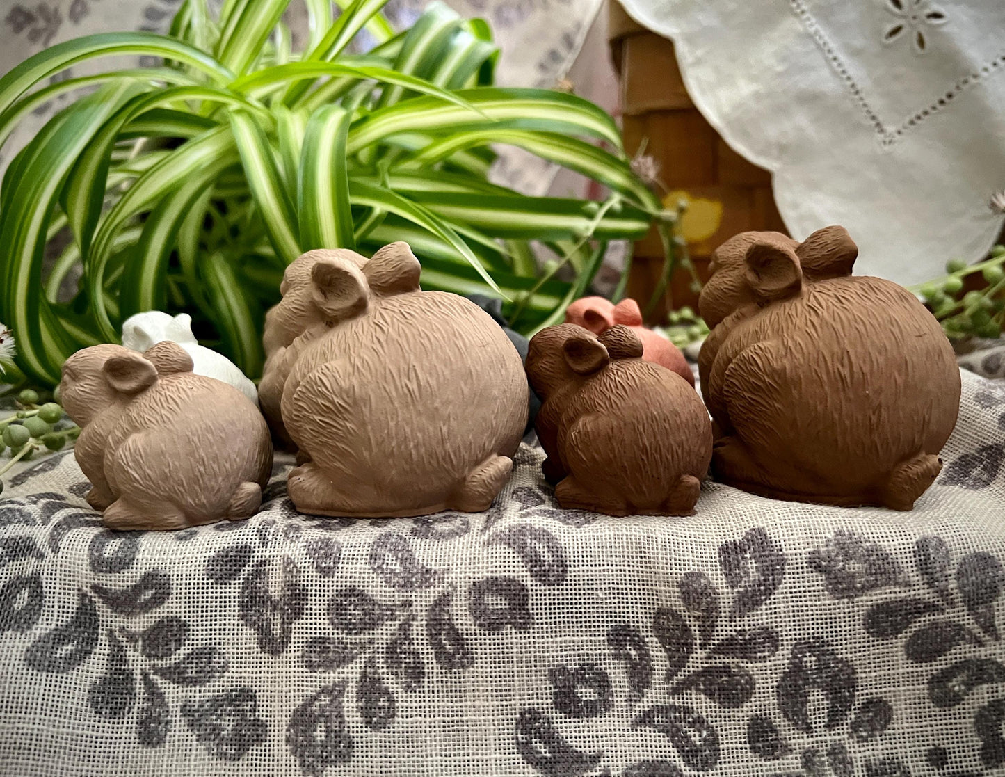 Set of Two Small/Extra Small Concrete Rabbits