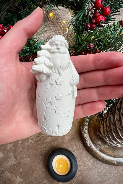 Set of Two Small Concrete Santa Claus Figurines